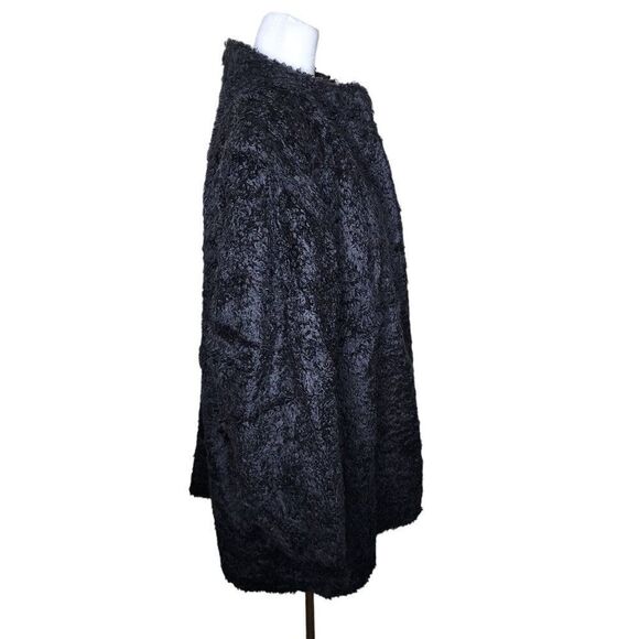 Vintage 60s 70s Faux Fur Jacket Coat Womens Size 3XL Black Glam Mob Wife - Picture 2 of 4